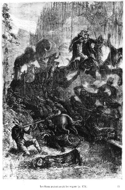 Sioux Attacking the Train, Illustration from 